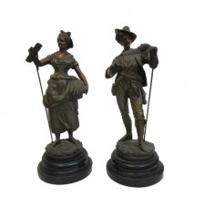 "Faneuse" and "Faucheur" 19th Century Sculptures