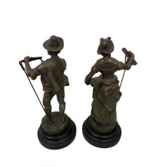 "Faneuse" and "Faucheur" 19th Century Sculptures